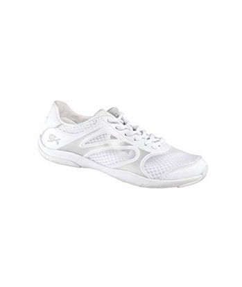 Picture of GK Spotlight Cheer Shoes, Cheerleading Dance Fashion Sneakers, Athletic Sport Training Lace-up Flats for Girls (White, 6) - Size: 6