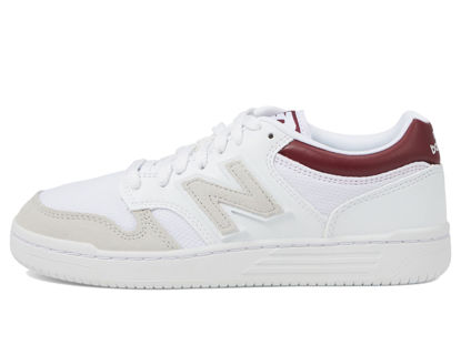 Picture of New Balance Unisex-Adult BB480 V1 Sneaker, White/Classic Crimson, 7.5 - Size: 9 Wide Women/7.5 Men