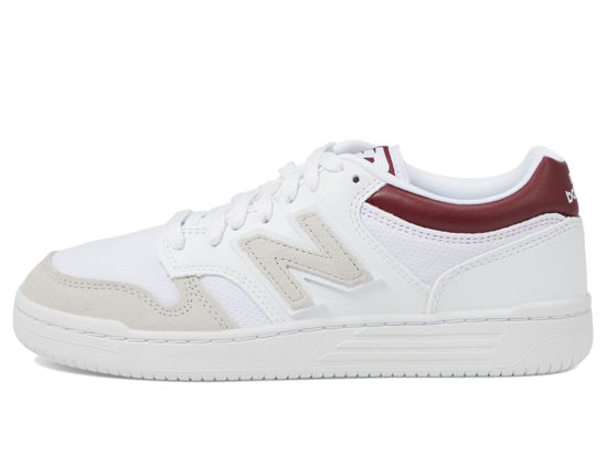 Picture of New Balance Unisex-Adult BB480 V1 Sneaker, White/Classic Crimson, 7.5 - Size: 9 Wide Women/7.5 Men