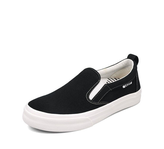 Picture of Taos Rubber Soul Slip-On Women's Sneaker - Fresh and Clean Canvas Design with Effortless Style, Removable Footbed and Arch Support - Elevated Comfort for All-Day Fashion Black/White Canvas 6.5 M US - Size: 6.5
