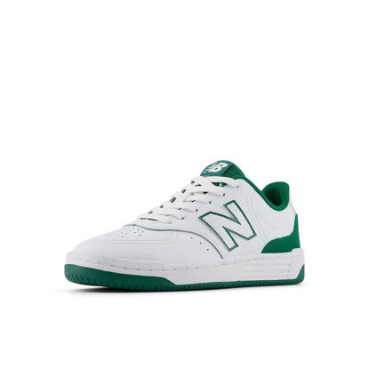 Picture of New Balance BB80 V1 Lace-Up Sneaker, White/Classic Pine, 4 US Unisex Big Kid - Size: 4 Big Kid
