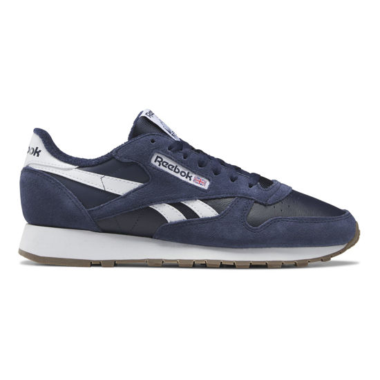 Picture of Reebok Unisex Classic Leather Sneaker, Black/Vector Navy/White, 11.5 US Men - Size: 13 Women/11.5 Men