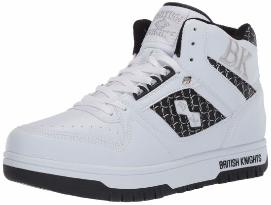 Picture of British Knights Men's Kings SL Classic Hi Top Fashion Sneaker, White/Black/Silver, 8.5 M US - Size: 8.5
