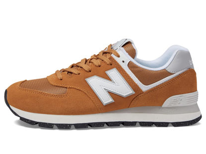 Picture of New Balance Classics 574D Rugged Sneakers for Men - Low Top Silhouette and Breathable Textile Lining Orange/White 10.5 D - Medium - Size: 10.5
