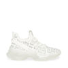 Picture of Steve Madden Maxima Sneakers Women Lace Up Rhinestone Chunky Low Top Knit Runner (White/Silver, 6) - Size: 6
