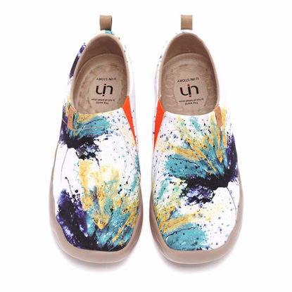 Picture of UIN Women's Lightweight Sneakers Slip Ons Walking Casual Fashion Graffiti Art Painted Travel Holiday Shoes Sound of Silence (36) - Size: 5.5