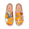 Picture of UIN Women's Slipper Fashion Canvas Comfort Travel Art Painted Shoes Wide Toe Casual Household Slip On Mules Marigolds (7.5) - Size: 7.5