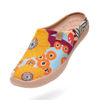 Picture of UIN Women's Slipper Fashion Canvas Comfort Travel Art Painted Shoes Wide Toe Casual Household Slip On Mules Marigolds (7.5) - Size: 7.5