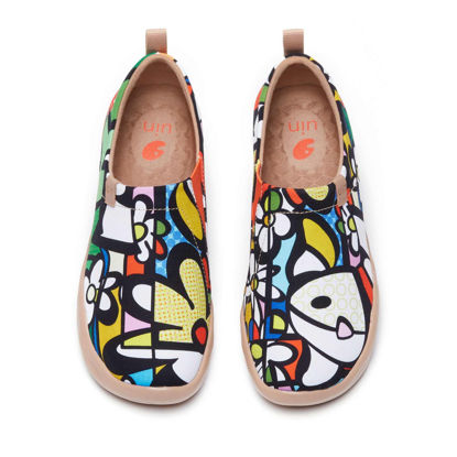 Picture of UIN Women's Slip Ons Canvas Lightweight Flats Sneakers Walking Casual Loafers Comfortable Art Painted Travel Shoes Wonderland (7) - Size: 7