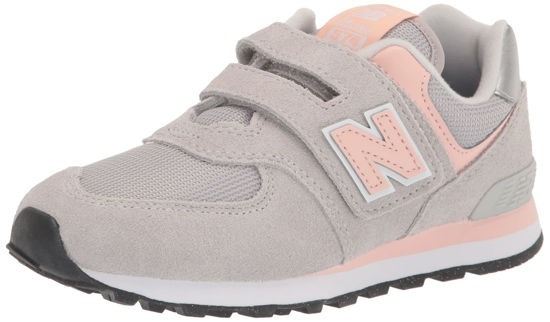 Picture of New Balance Girls 574 Core Hook and Loop Sneaker, Rain Cloud/Pink Haze, 2.5 Wide Little Kid - Size: 2.5 Wide Little Kid