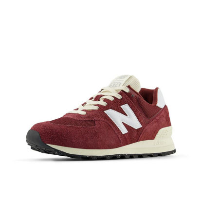 Picture of New Balance Unisex 574 V2 Varsity Suede Sneaker, Classic Crimson/White/Angora, 14 US Men - Size: 15.5 Wide Women/14 Men