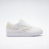 Picture of Reebok Women's Club C Double Sneaker, White/Lucid Lilac/Solar Acid Yellow, 5 - Size: 5