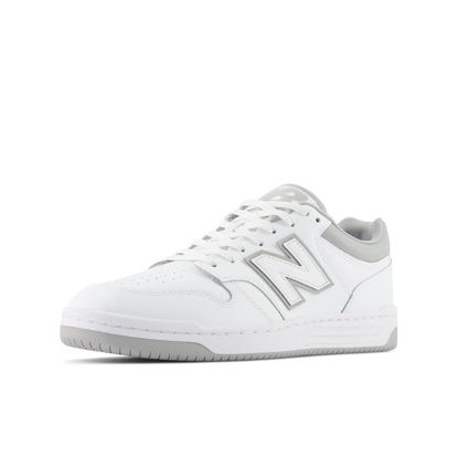 Picture of New Balance Unisex-Adult BB480 V1 Sneaker, White/Grey Matter, 7 - Size: 8.5 Wide Women/7 Men
