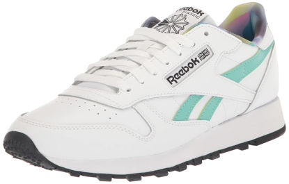 Picture of Reebok Unisex Leather Sneaker, White/Semi Classic Teal/Lilac Glow, 6 US Men - Size: 7.5 Women/6 Men