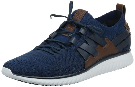Picture of Cole Haan Men's Grand Motion Woven Stitchlite Sneaker, Navy Ink/Peony Knit/British Tan/Optic White, 15 Wide - Size: 15 Wide