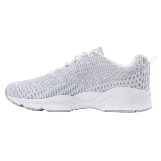 Picture of Propét Women Stability Fly Sneaker, White/Silver Knit Mesh, 7.5 D US - Size: 7.5 Wide