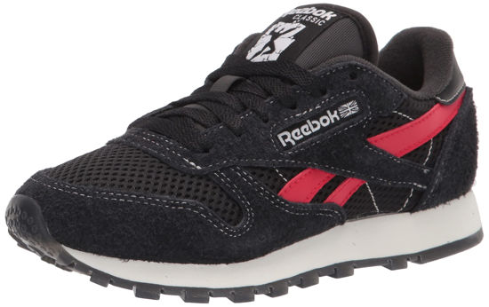 Picture of Reebok Unisex Classic Leather x Club C 85 Sneakers for Men and Women, Human Rights Now Black/Vector Red/Gold Metallic, 9.5 US - Size: 11 Women/9.5 Men