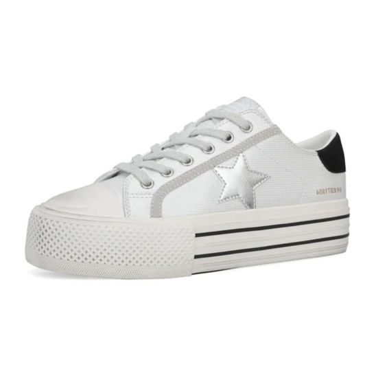 Picture of VINTAGE HAVANA Womens Amaze Metallic Lace Up Sneakers Shoes Casual - Silver - Size 11 B - Size: 11