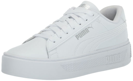 Picture of PUMA Women's Smash Platform V3 Sneaker, White White Silver, 6.5 - Size: 6.5