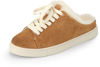 Picture of Frye Ivy Shearling Low Lace Shoes for Women Crafted from Brush-Off Leather with Molded Footbeds, Flexible Rubber Cupsoles, and Trimmed with Shearling - ¾” Outsole, Brown - 8.5M - Size: 8.5