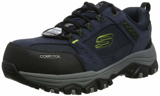 Picture of Skechers Men's Low-Top Trainers, Blue Navy Suede Leather W Textile Nvbk, 7 - Size: 7