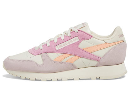 Picture of Reebok Women's Classic Leather Sneaker, Bone/Peach Glow/Ashen Lilac, 10 - Size: 10