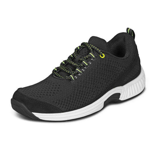 Picture of Orthofeet Women's Orthopedic Black Knit Coral Sneakers, Size 10.5 Wide - Size: 10.5 Wide