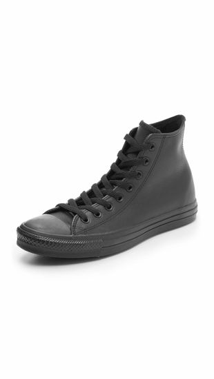 Picture of Converse Men's Chuck Taylor All Star Leather Sneakers, Black Monochrome, 7 Medium US - Size: 7