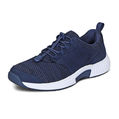 Picture of Orthofeet Women's Orthopedic Blue Knit Francis No-Tie Sneakers, Size 9.5 - Size: 9.5