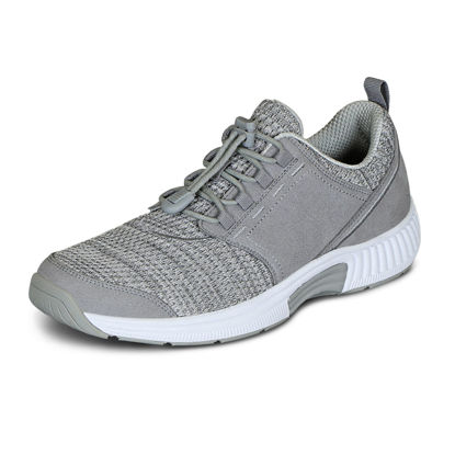 Picture of Orthofeet Women's Orthopedic Grey Knit Francis No-Tie Sneakers, Size 5 - Size: 5