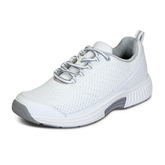 Picture of Orthofeet Women's Orthopedic White Knit Coral Sneakers, Size 9.5 - Size: 9.5