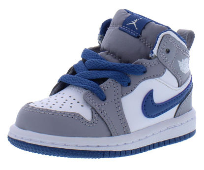 Picture of Jordan Toddler's 1 Mid Cement Grey/White-True Blue (DQ8425 014) - 8 - Size: 8