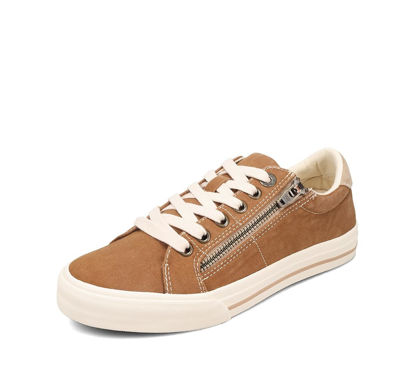Picture of Taos Z Soul Women’s Sneaker - Stylish Platform Sneaker with Removable Footbed, Arch Support, Premium Cushioning, Lace-Up Adjustability, and Easy Access Zipper Golden Tan/Tan Distressed 7.5 W US - Size: 7.5 Wide