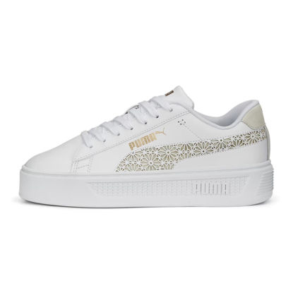 Picture of Puma Women's Smash Platform V3 Sneaker (Puma White/Pristine/Gold, us_Footwear_Size_System, Adult, Women, Numeric, Medium, Numeric_7) - Size: 7