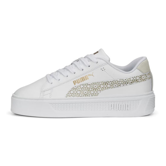Picture of Puma Women's Smash Platform V3 Sneaker (Puma White/Pristine/Gold, us_Footwear_Size_System, Adult, Women, Numeric, Medium, Numeric_7) - Size: 7