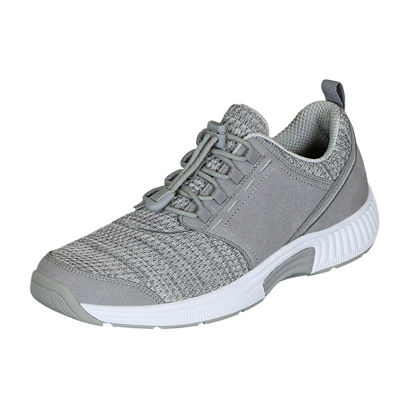 Picture of Orthofeet Women's Orthopedic Grey Knit Francis No-Tie Sneakers, Size 8.5 - Size: 8.5