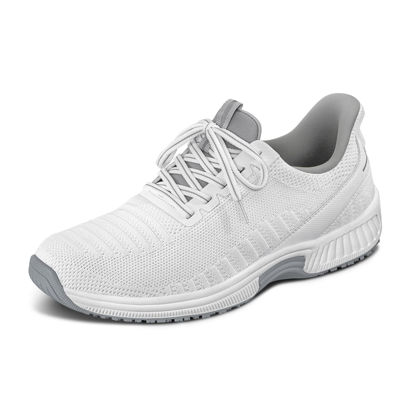 Picture of Orthofeet Women's Orthopedic White Knit Kita Hands-Free Sneakers, Size 11.5 Wide - Size: 11.5 Wide