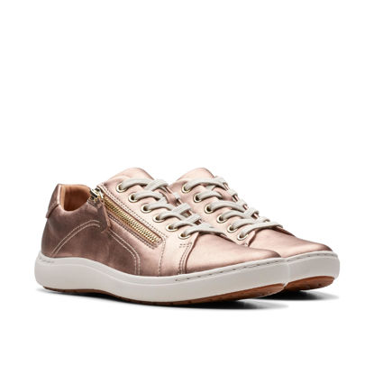 Picture of Clarks Women's Nalle Lace Sneaker, Rose Gold Leather, 8 Wide - Size: 8 Wide
