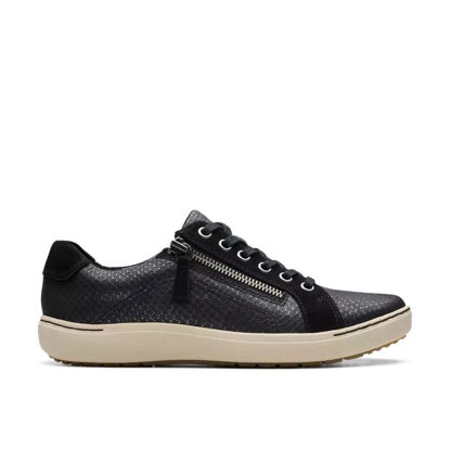 Picture of Clarks Women's Nalle Lace Sneaker, Black Abstract Leather, 6 - Size: 6