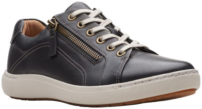 Picture of Clarks Women's Nalle Lace Sneaker, Black Leather, 11 W - Size: 11 Wide