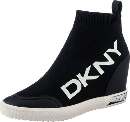 Picture of DKNY Women's High-Top Sneakers - Slip-On Shoes with Hidden Wedges, Black/White Catelin, 5 - Size: 5
