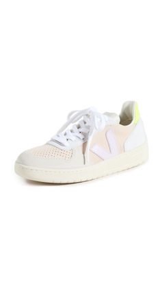 Picture of Veja Women's V-10 Sneakers, Multico Sable/Parme, 10 Medium US - Size: 10