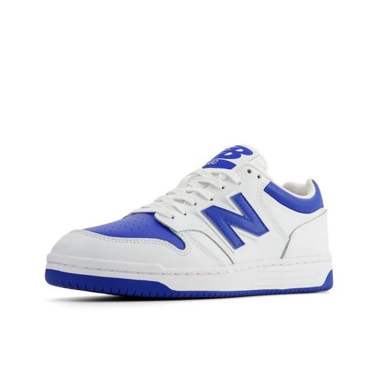Picture of New Balance Unisex-Adult BB480 V1 Sneaker, White/Cobalt Blue/White, 9.5 - Size: 11 Wide Women/9.5 Men