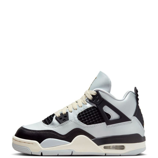 Picture of Air Jordan 4 Retro Big Kids' Shoes (FZ8585-070, Pure Platinum/Black/Sail/Metallic Gold) Size 4 - Size: 4 Big Kid