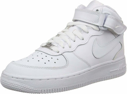 Picture of Nike Air Force 1 Mid (GS), Unisex Adults' Air Force 1 Trainers, White (White/White 113), 3 UK (35.5 EU) - Size: 3.5