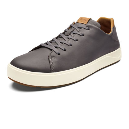 Picture of OLUKAI Lae'ahi Li 'ILI Men's Leather Sneakers, Supple Full-Grain Leather Shoes, Drop-in Heel & All Weather Rubber Soles, Stone/Stone, 7 - Size: 7