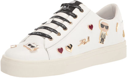 Picture of Karl Lagerfeld Paris Cate Shoes - Sneakers for Women with Iconic KLP Pins, Bright White, 6.5 - Size: 6.5