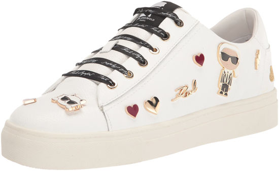 Picture of Karl Lagerfeld Paris Cate Shoes - Sneakers for Women with Iconic KLP Pins, Bright White, 6.5 - Size: 6.5