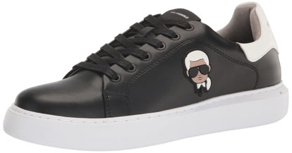 Picture of Karl Lagerfeld Paris Women's Everyday Essential Leather Sneaker, Black, 8 - Size: 8