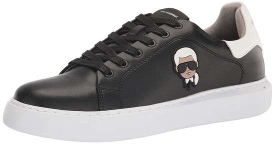 Picture of Karl Lagerfeld Paris Women's Everyday Essential Leather Sneaker, Black, 8 - Size: 8